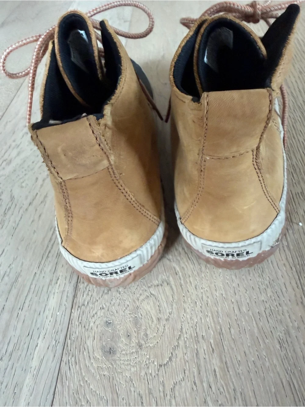 Sorel Kids Tan and Black Waterproof Lace-Up Duck Boots